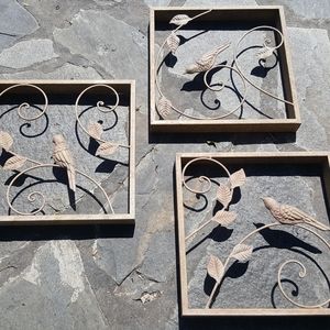 Set of three metal wall decor - birds